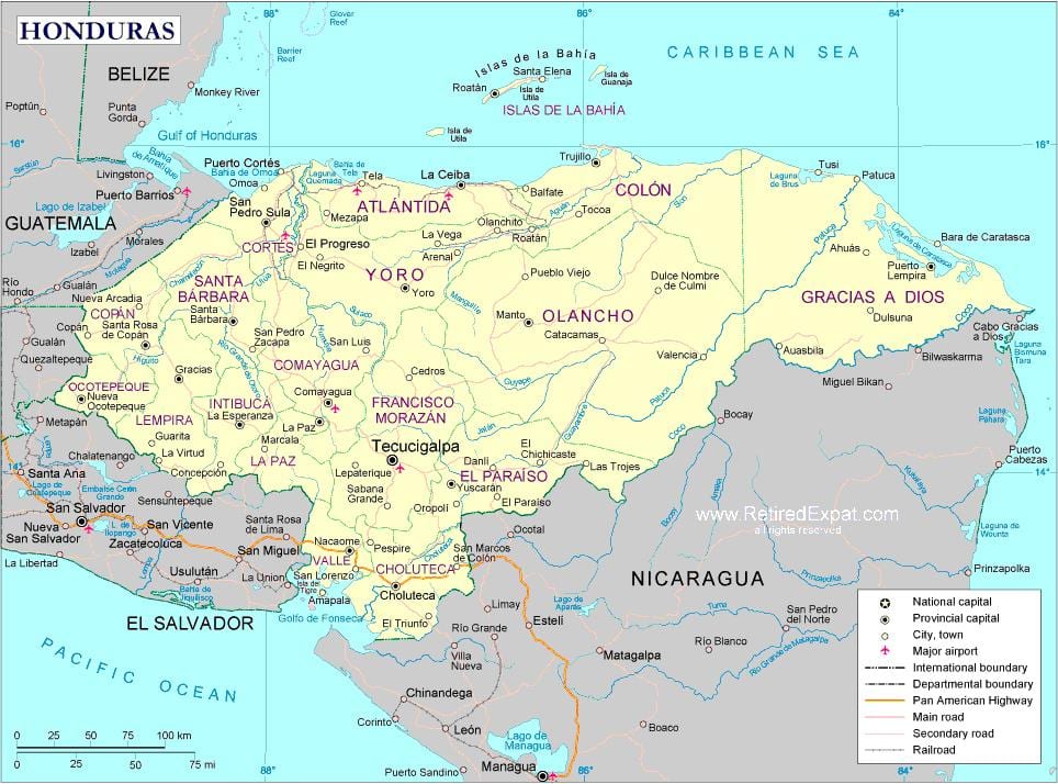 harta e politike harta e Honduras