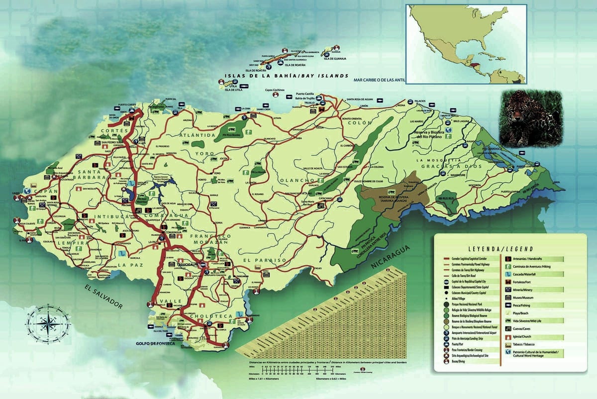 harta e Honduras gjeografi