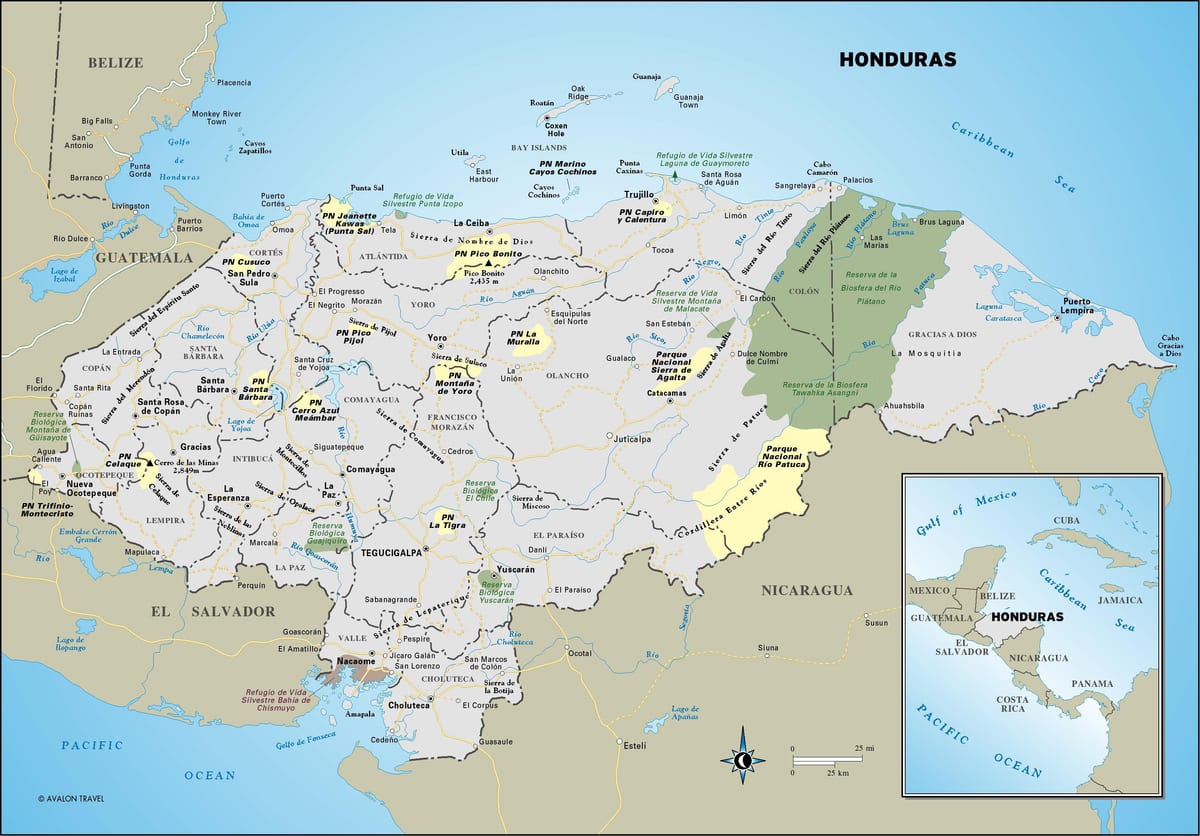 harta e rrugës Honduras