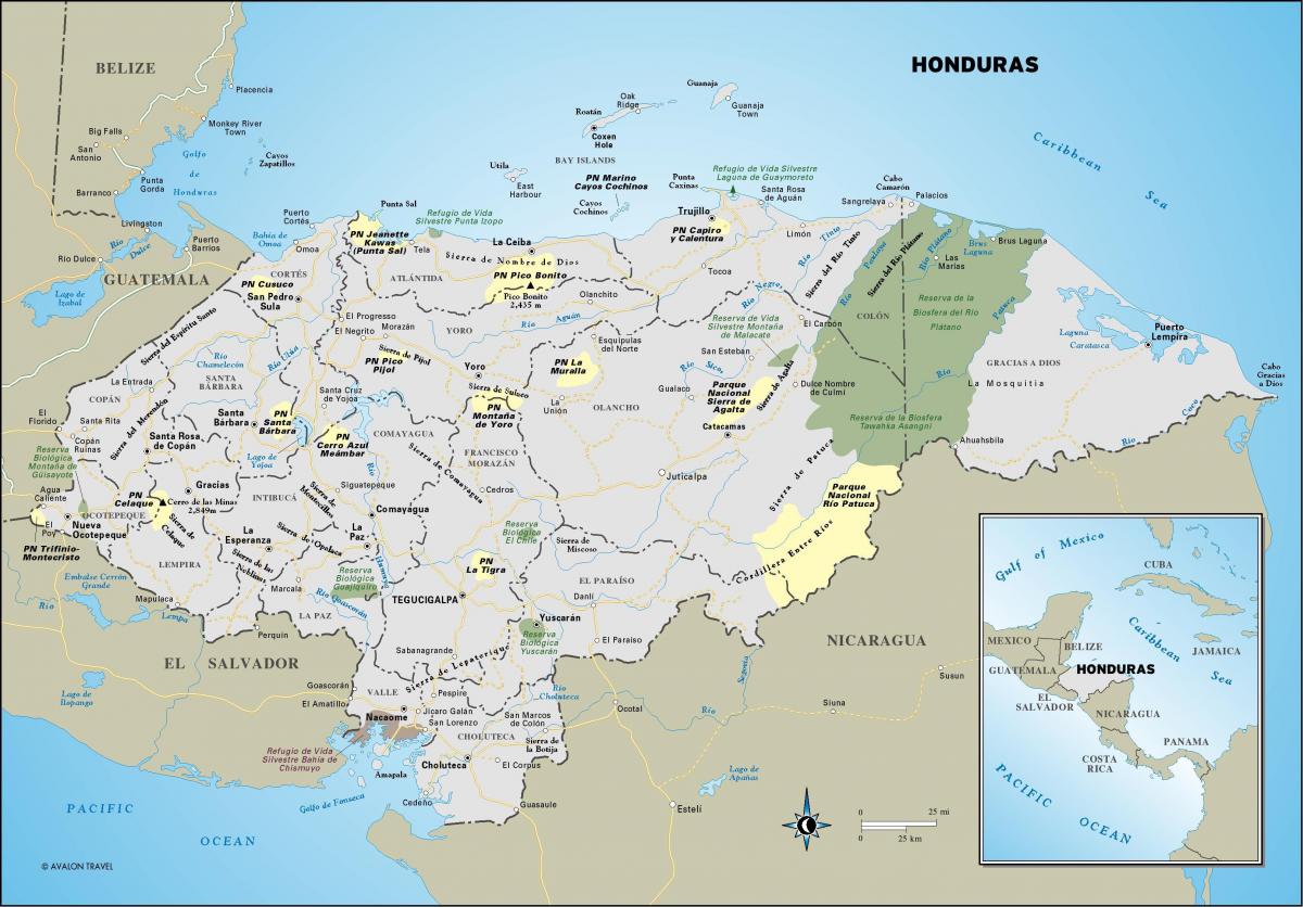 një hartë e Hondurasit 