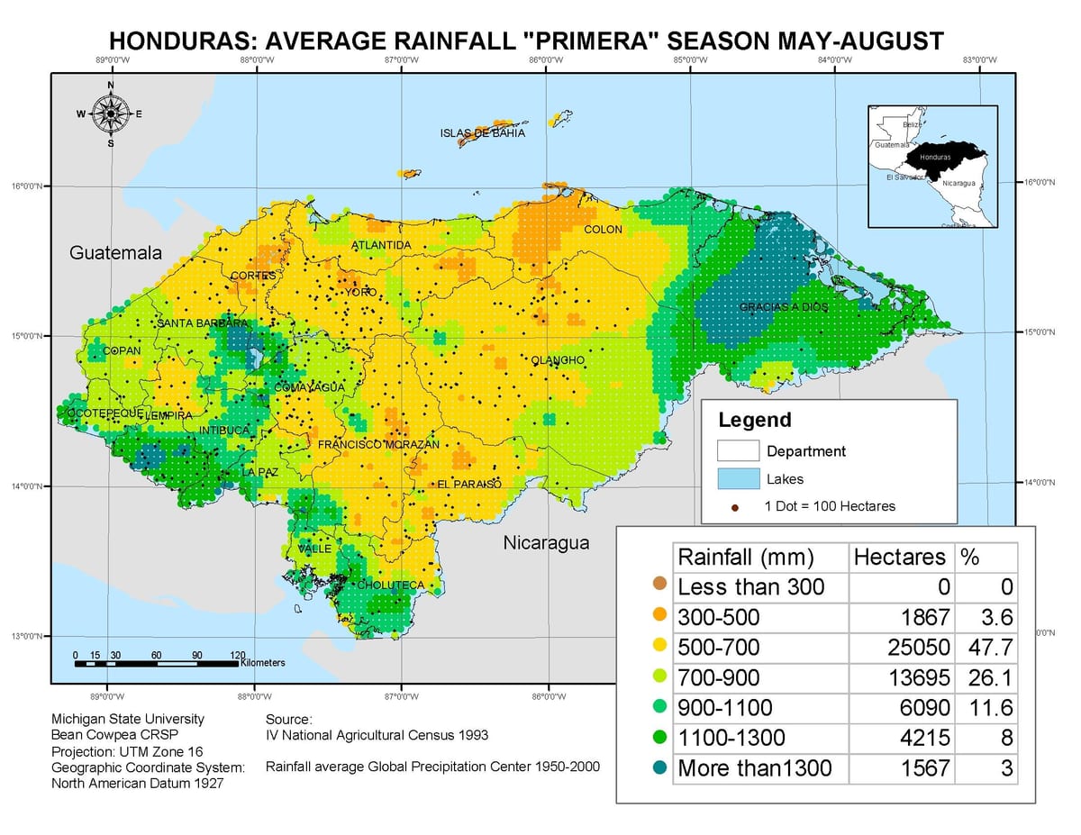 harta e Honduras klimës