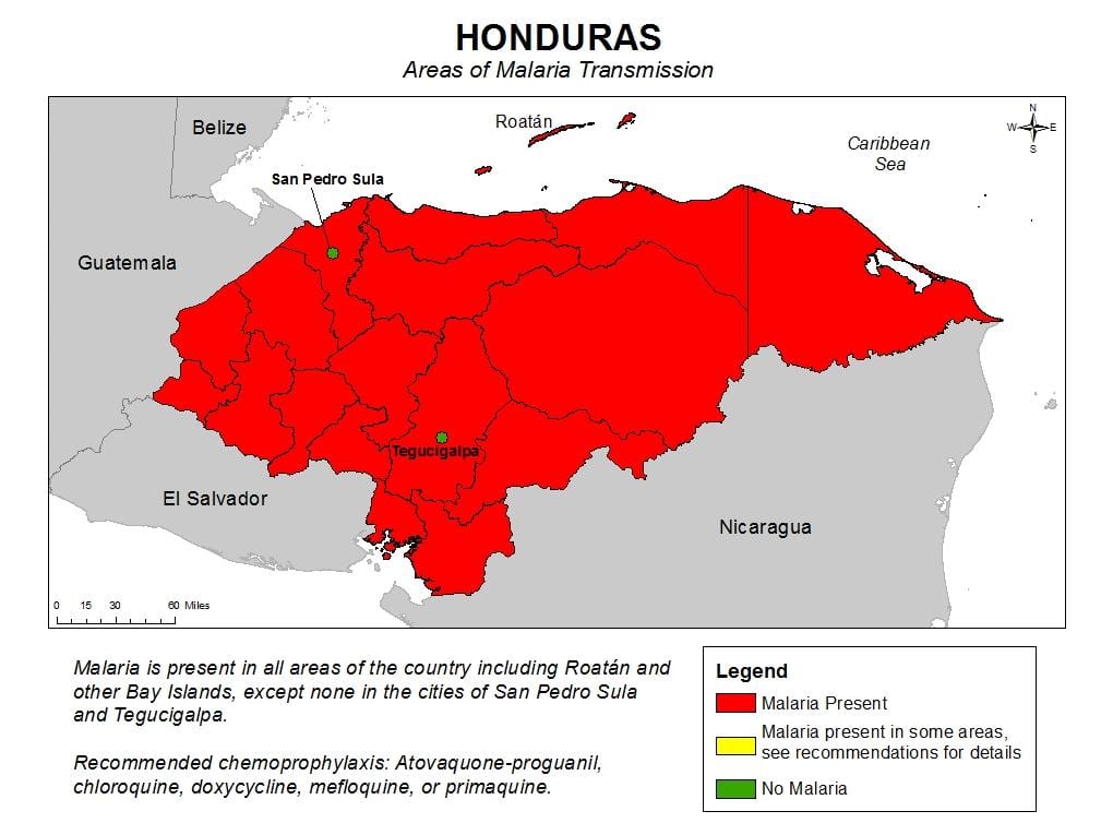 harta e Honduras malaria