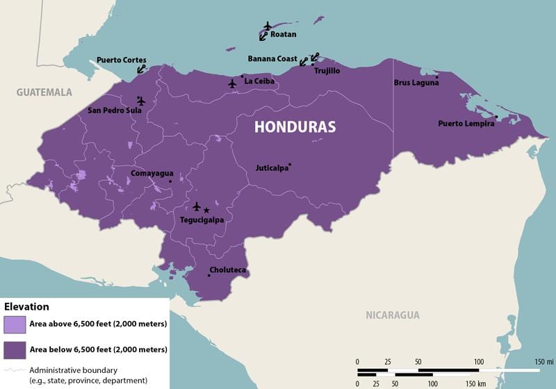 harta e Honduras zika