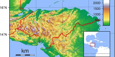 Harta e Honduras topografike